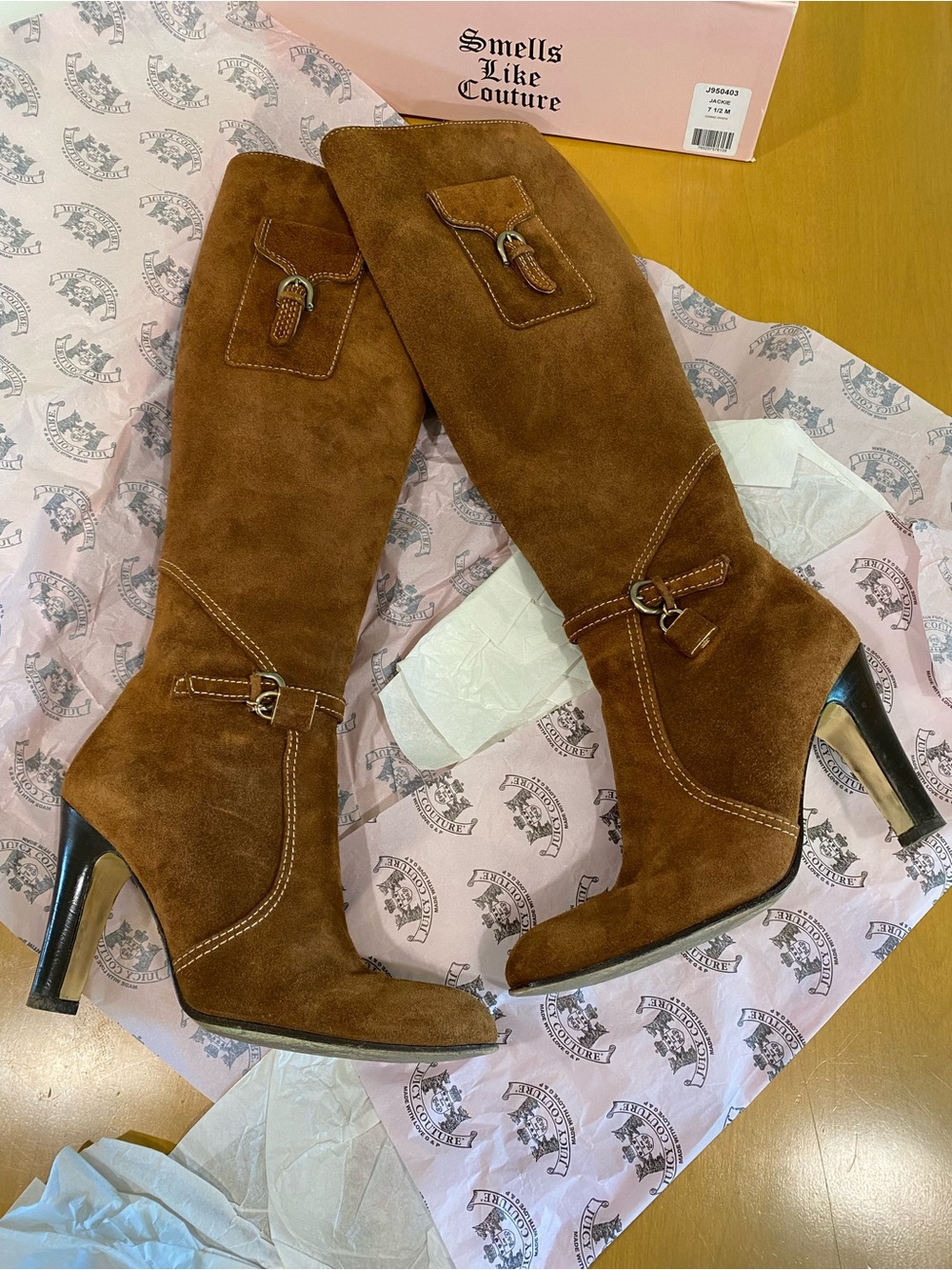 Juicy Couture Brown Suede Knee-High Heeled Boots